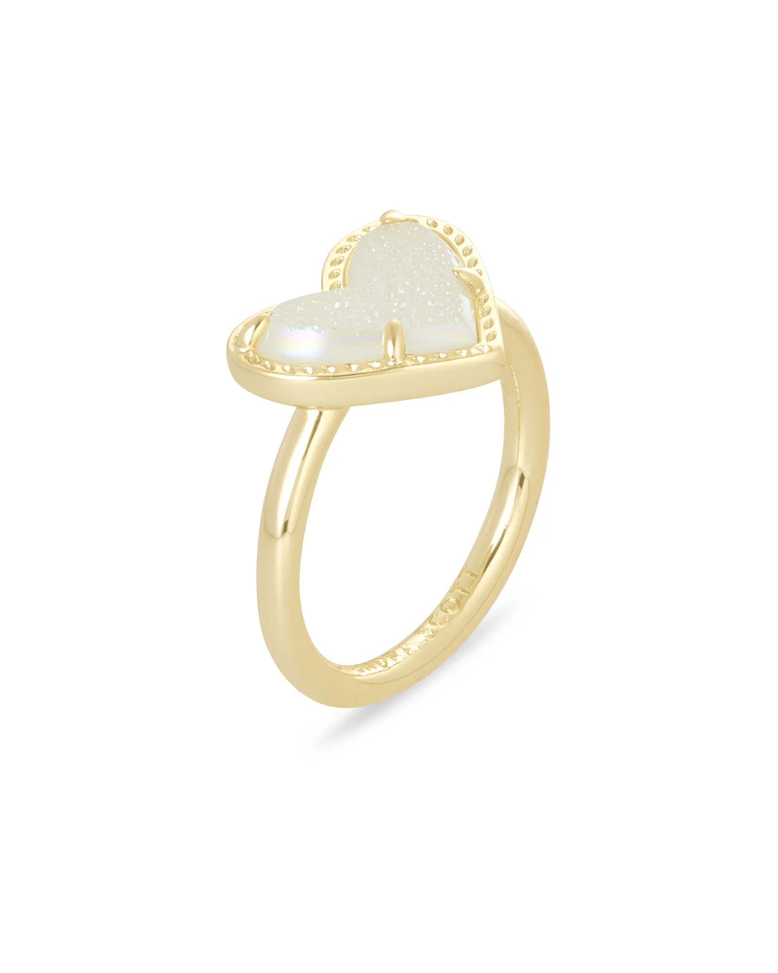 Ari Heart Gold Band Ring in Iridescent Drusy - 1
