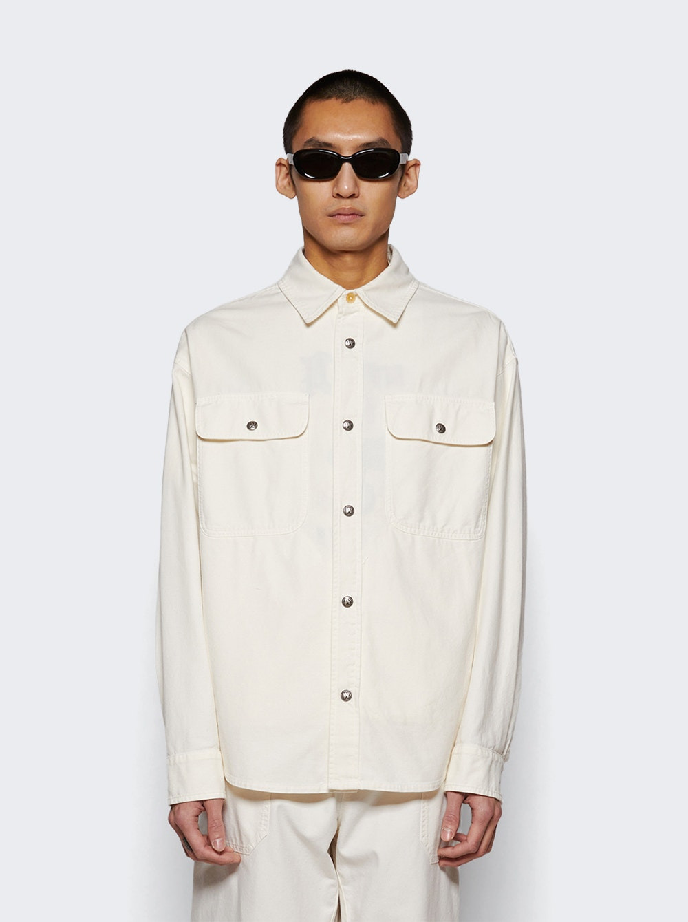 Monogram Embroidery Overshirt Off White - 3