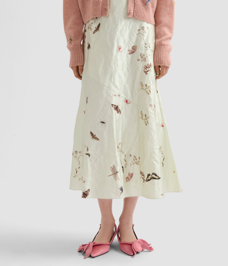 PRINTED TEXTURED SATIN A LINE MIDI SKIRT 4