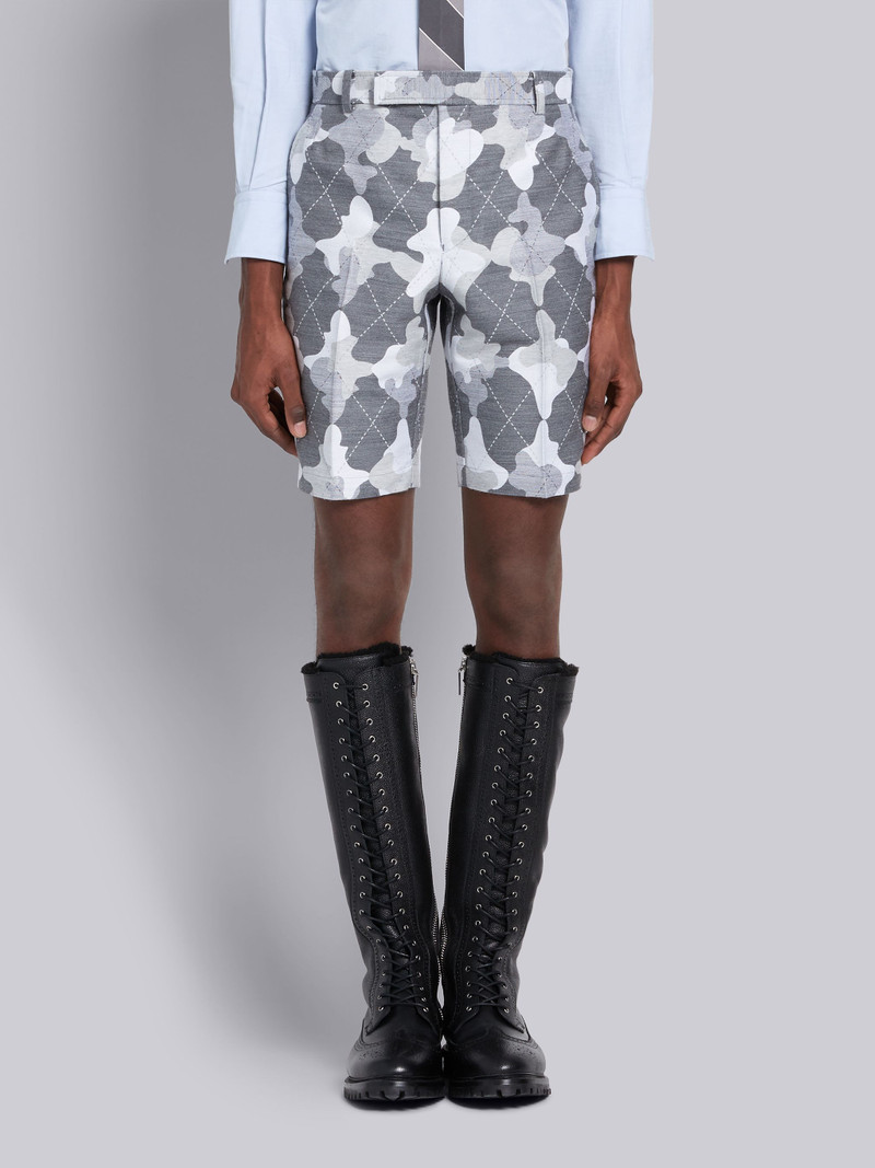 Medium Grey Wool Camo Argyle Chino Short 1