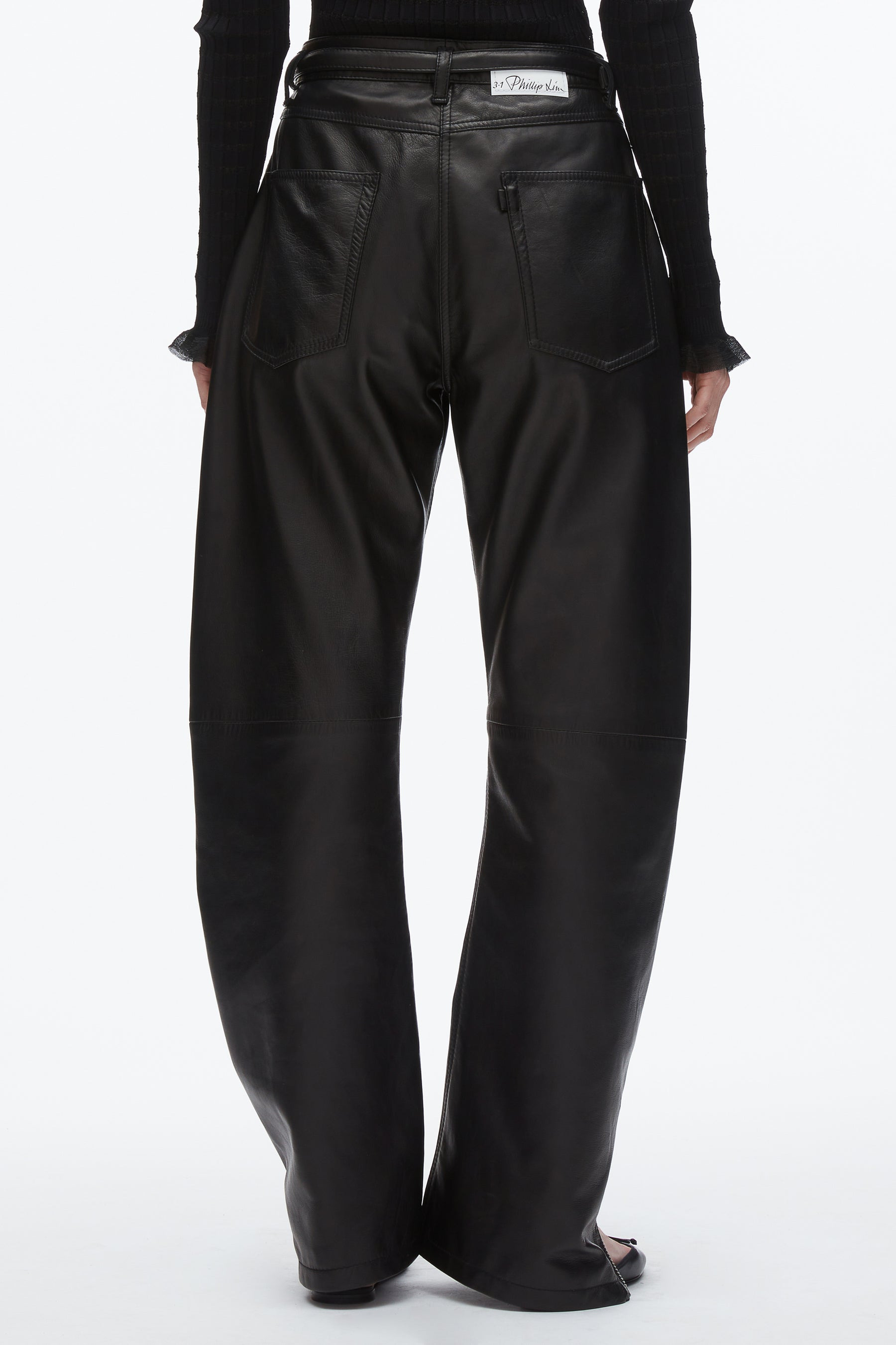 Leather Barrel Jean with Zippers - 5