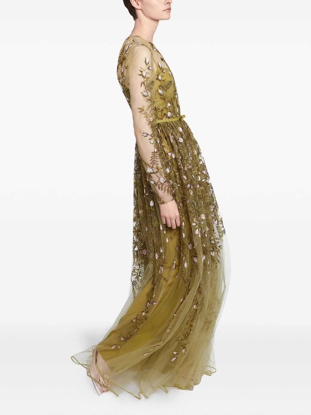 embroidered tulle long dress - 4