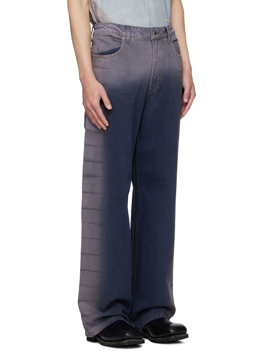 Blue & Purple Wide-Leg Jeans - 2