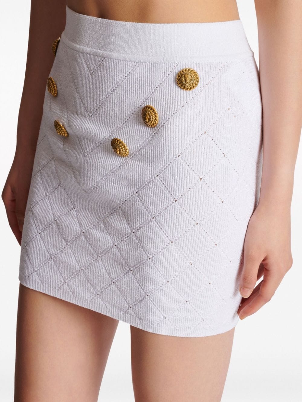 button-embellishment knitted miniskirt - 7