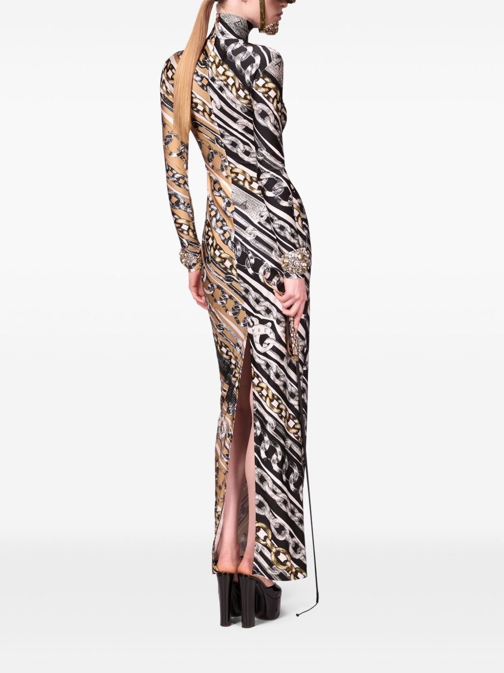 chain link-print dress - 5