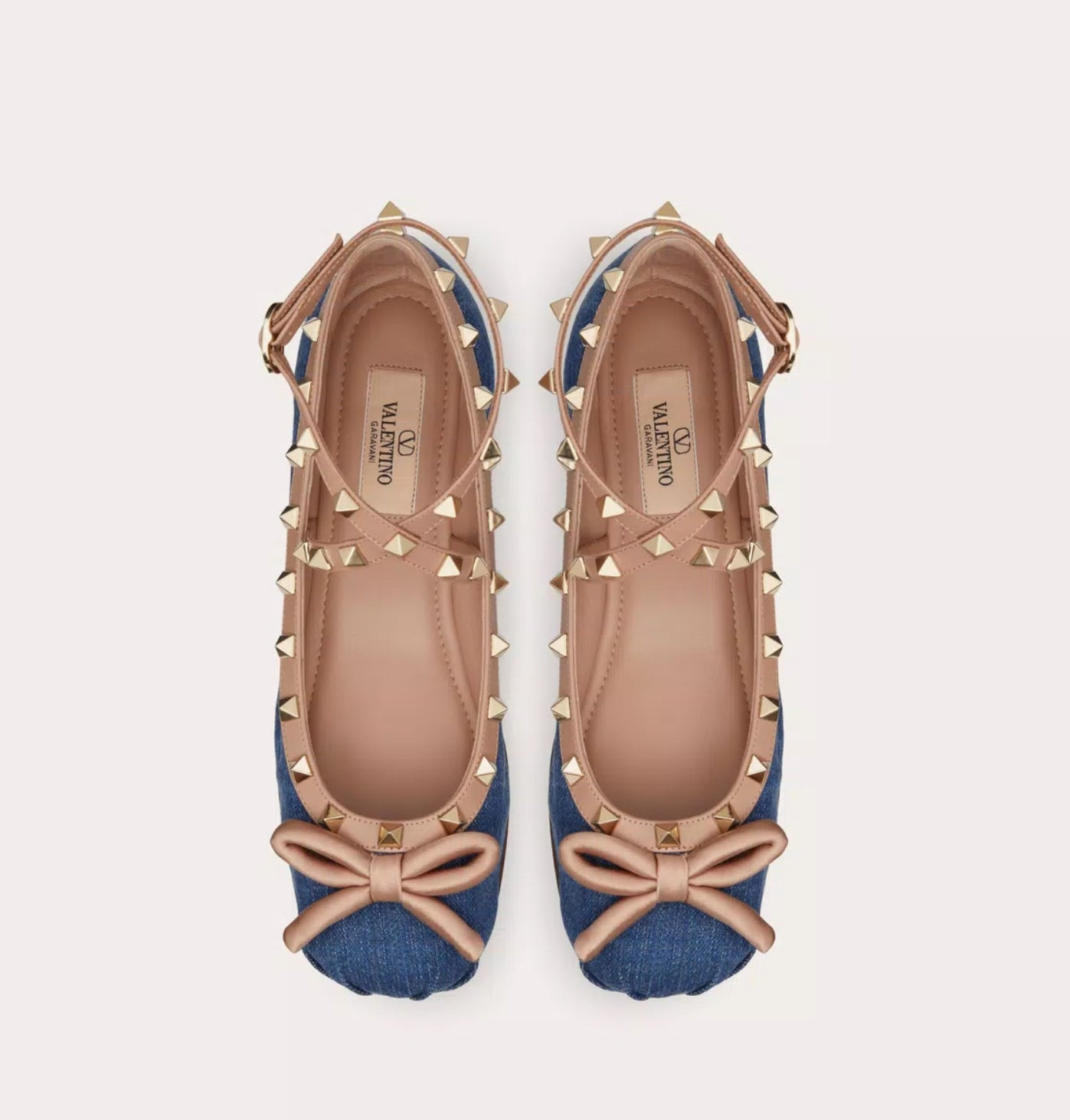 Valentino Rockstud Denim Ballerinas - 3