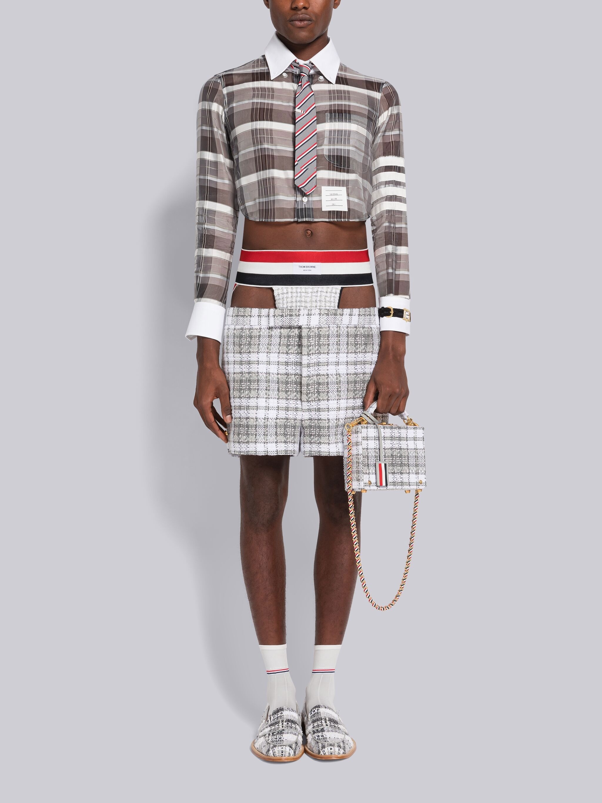 checked cropped shirt - 4