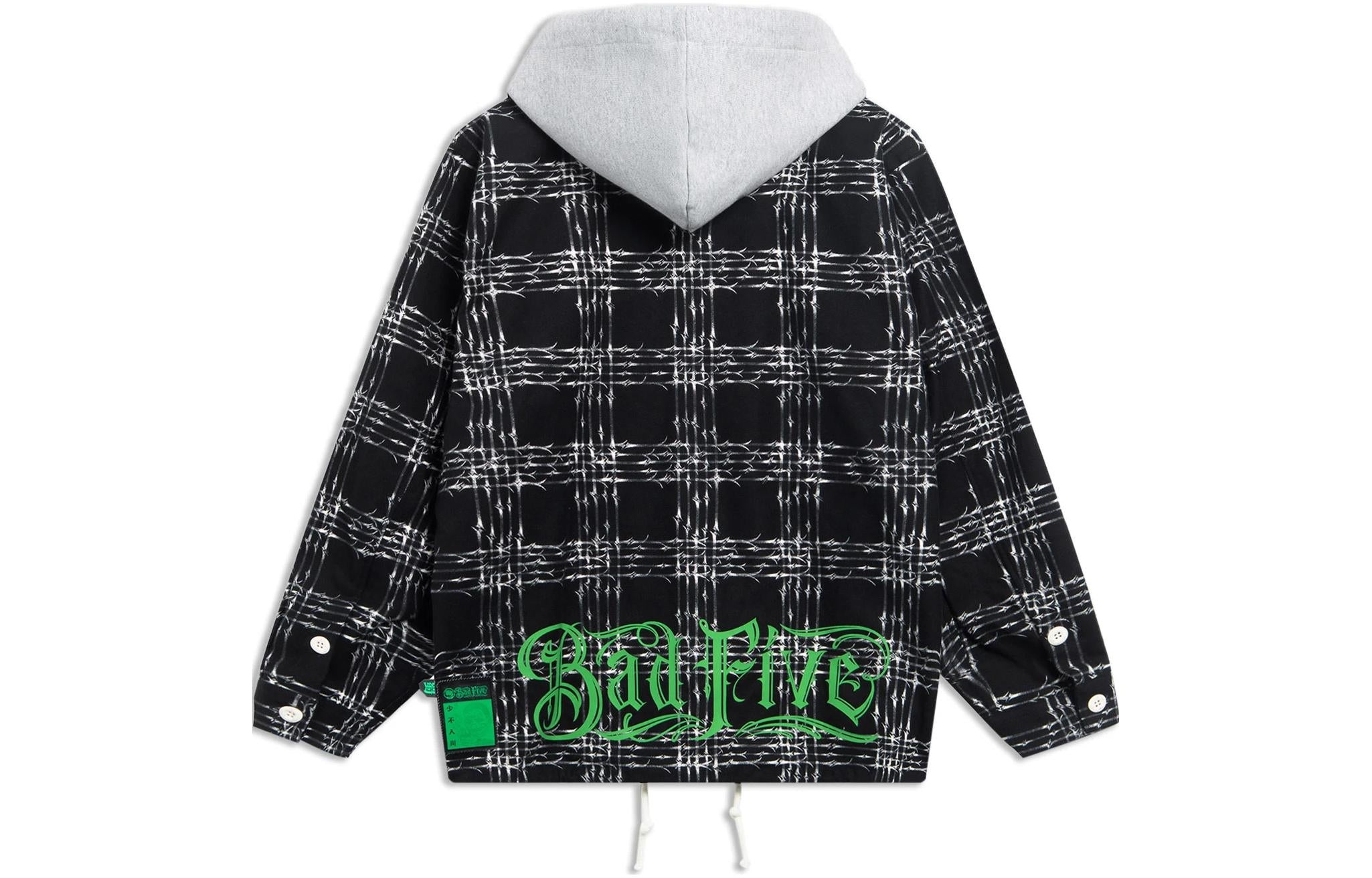 Li-Ning BadFive Anti Warrior Embroidered Hooded Jacket 'Black Grey' AFDSD97-1 - 2