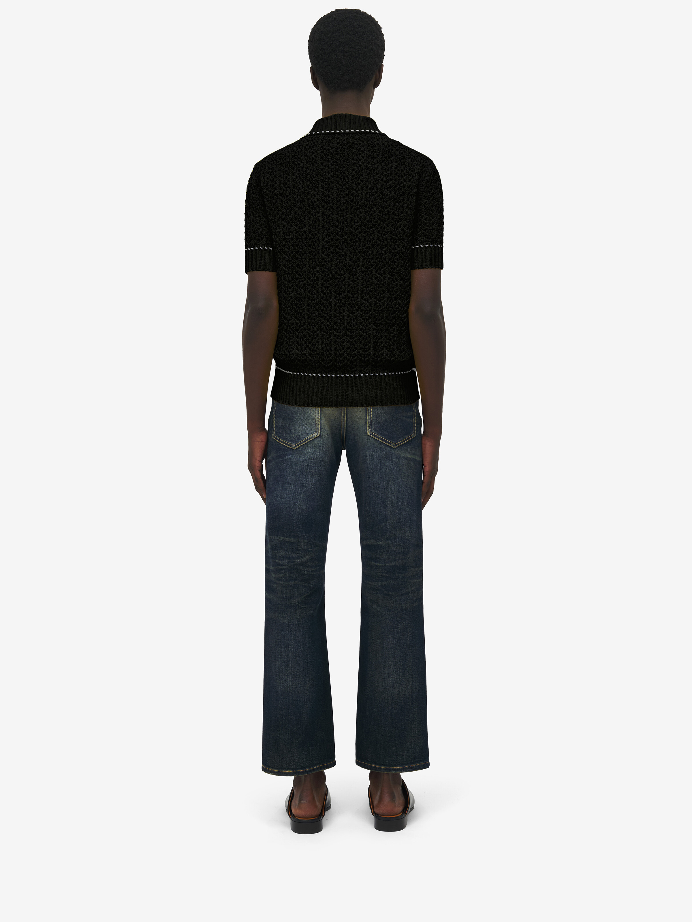 Crochet Stitch Polo Shirt - 5