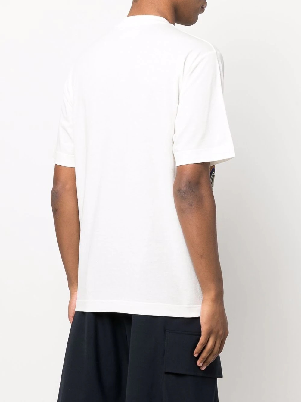 contrast pattern crew neck T-shirt - 4