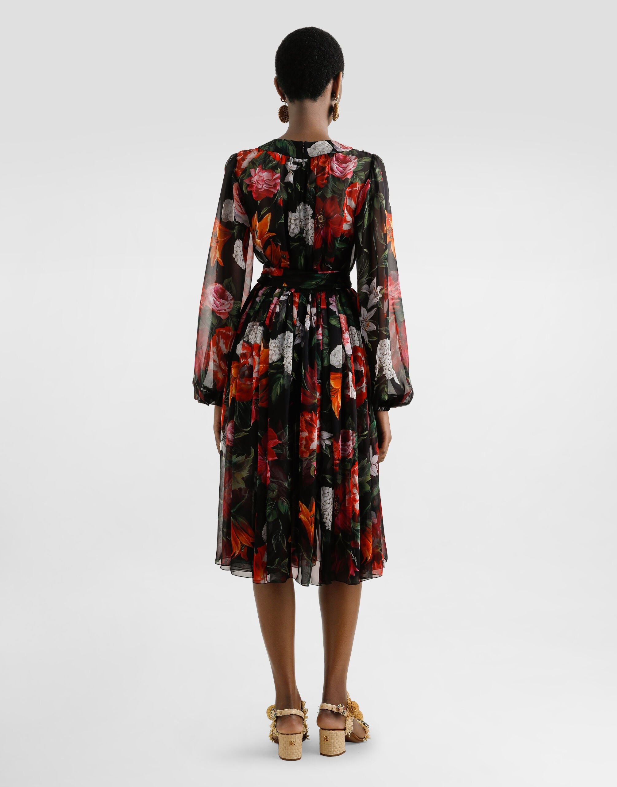 Flower-print chiffon dress - 3