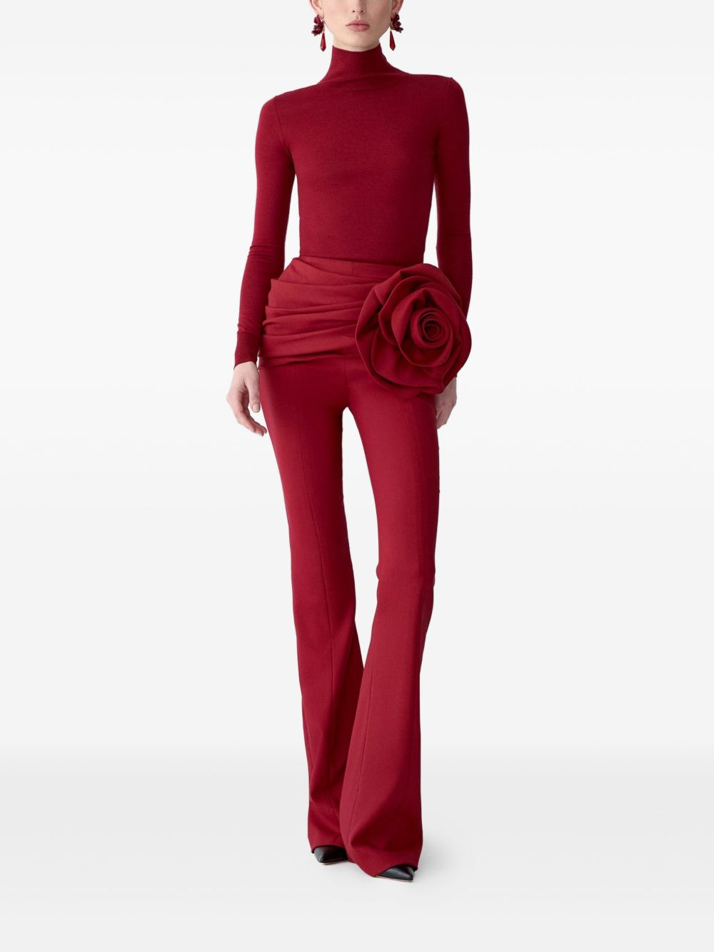 floral-appliqué trousers - 2