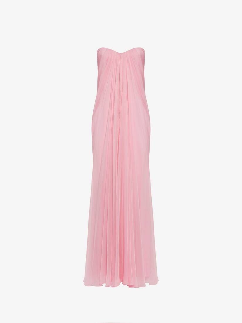 Women's Bustier Evening Dress in Pale Pink - 2
