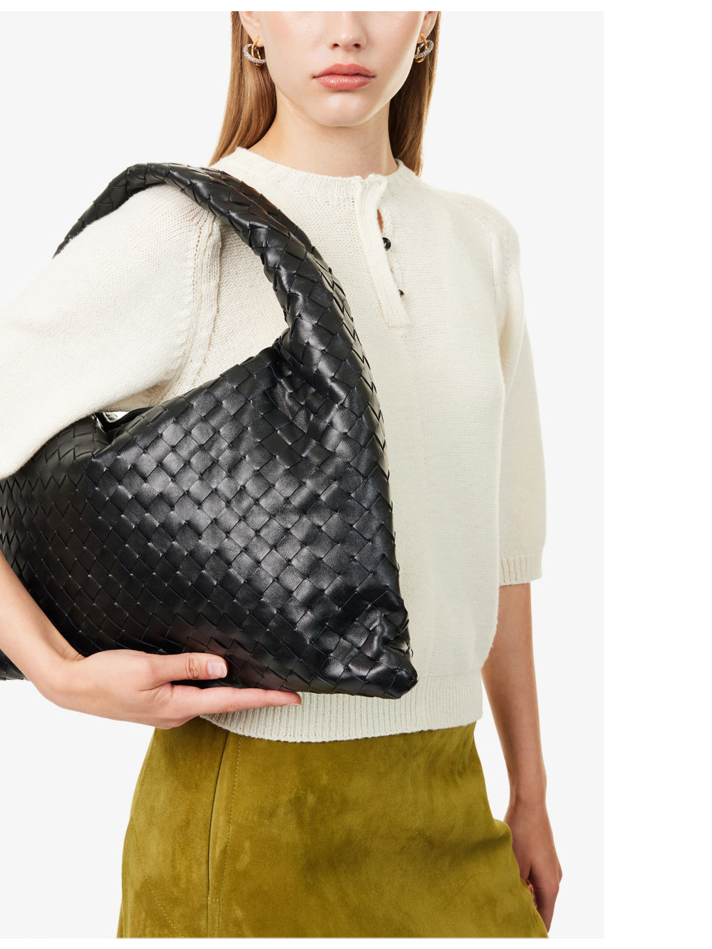 Intrecciato-weave medium leather hobo bag - 2