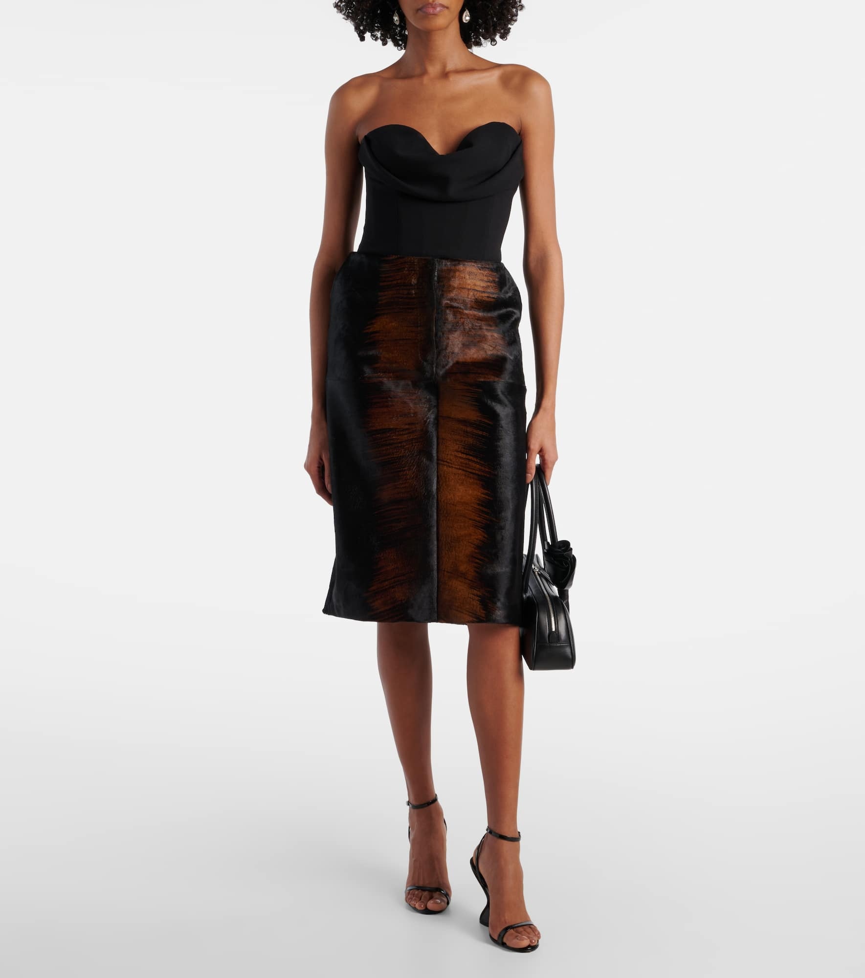Printed calf hair pencil skirt - 2