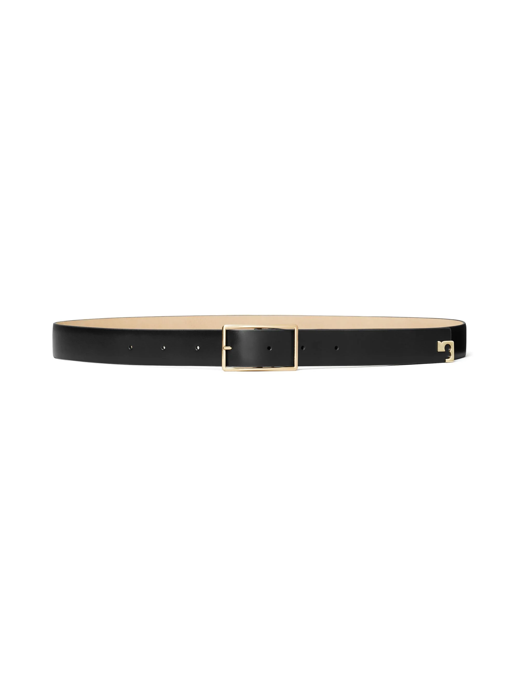 Women's Roller Buckle Leather Belt - Black And Gold - 1