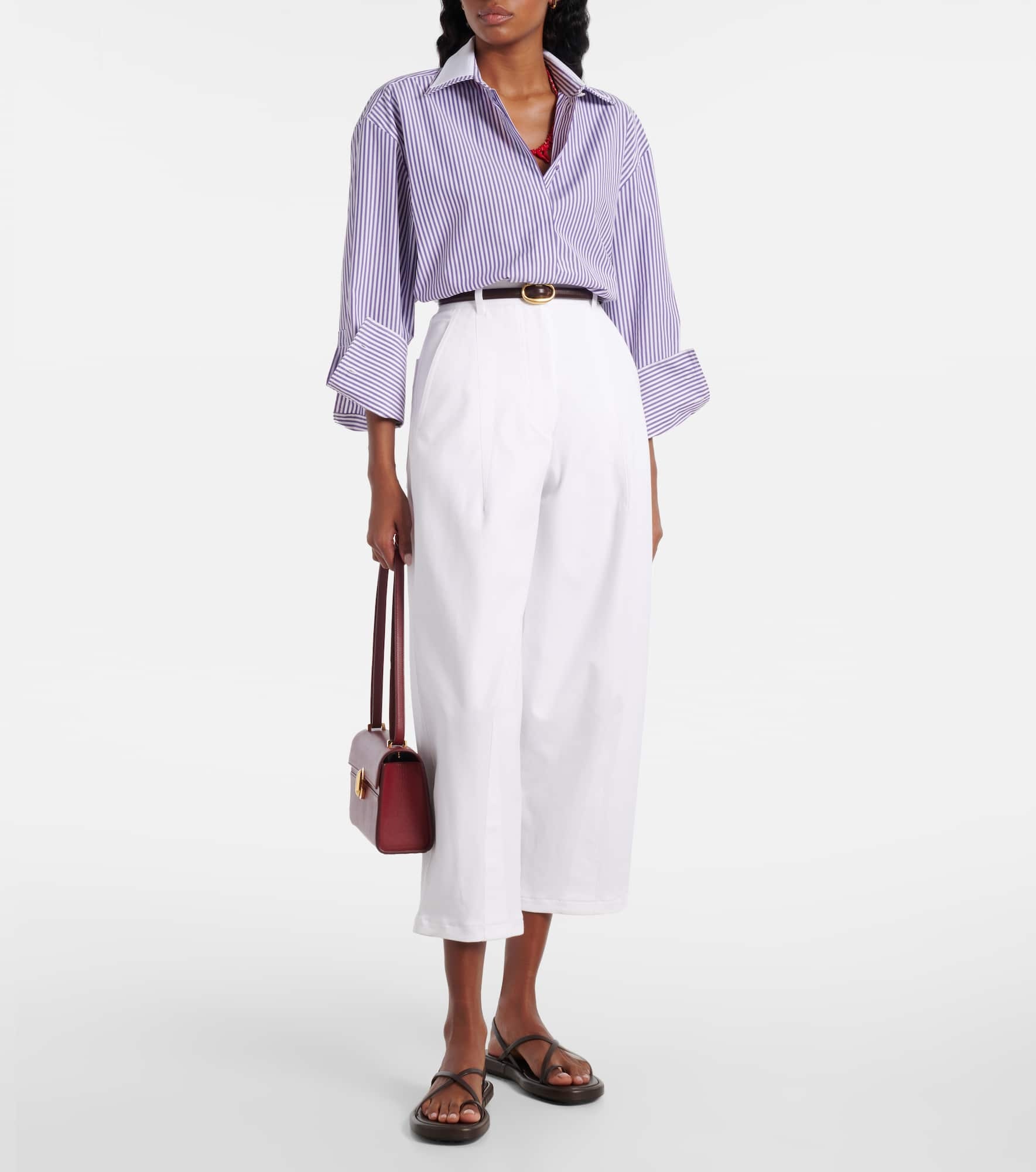 Mina cotton-blend wide-leg pants - 2