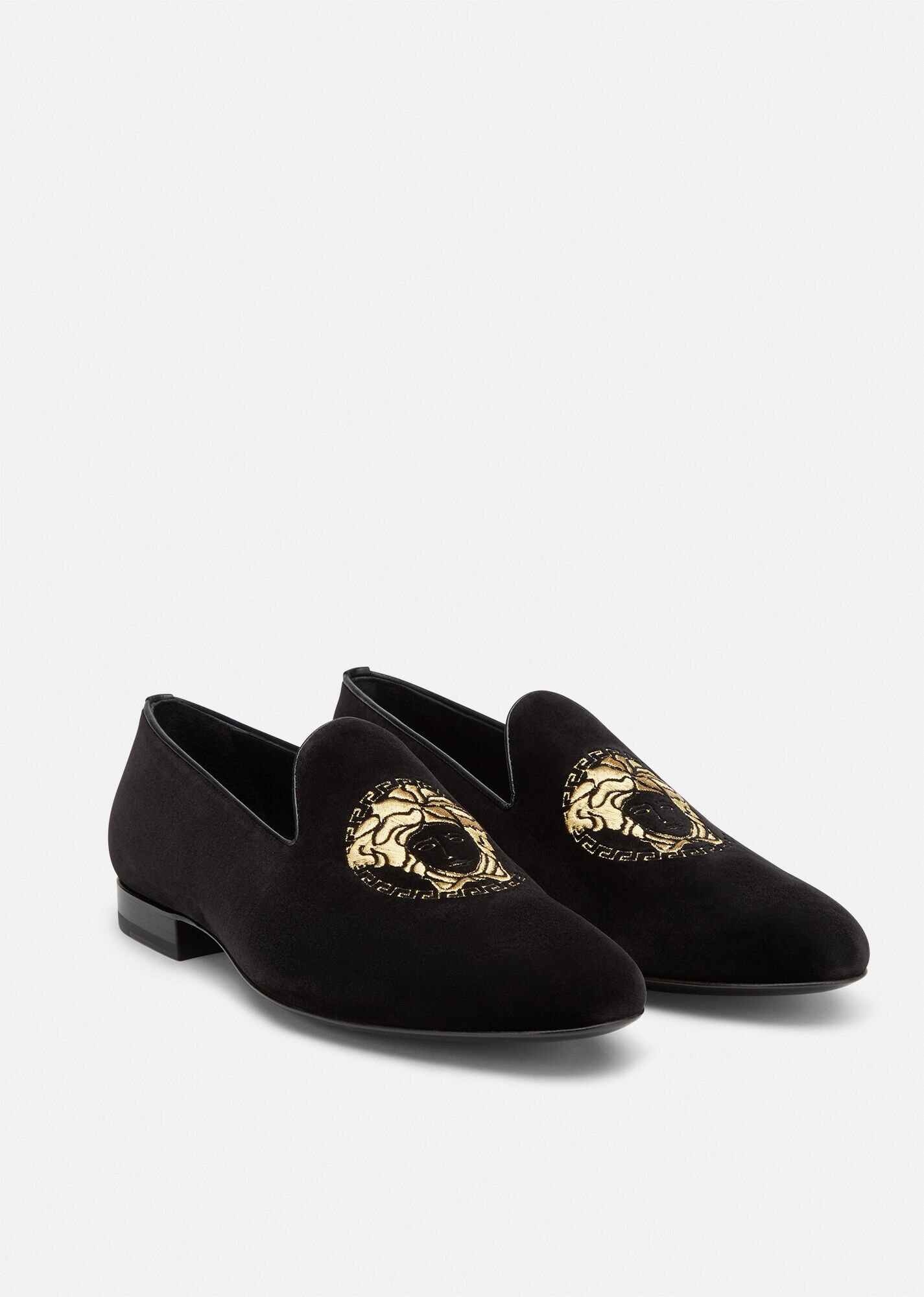 Medusa Head Velvet Loafers - 4