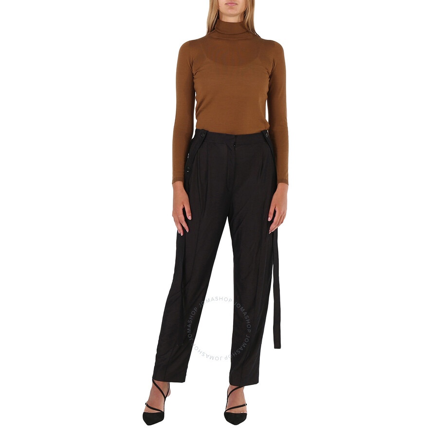 Burberry Black Chiffon And Jersey Tailored Trousers With Strap Detail - 4
