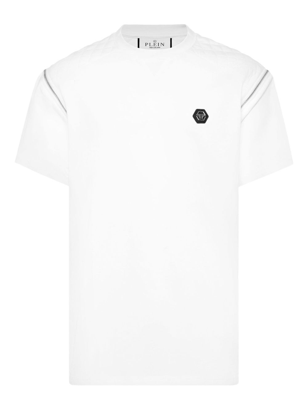 quilted-shoulder short-sleeve T-shirt - 1