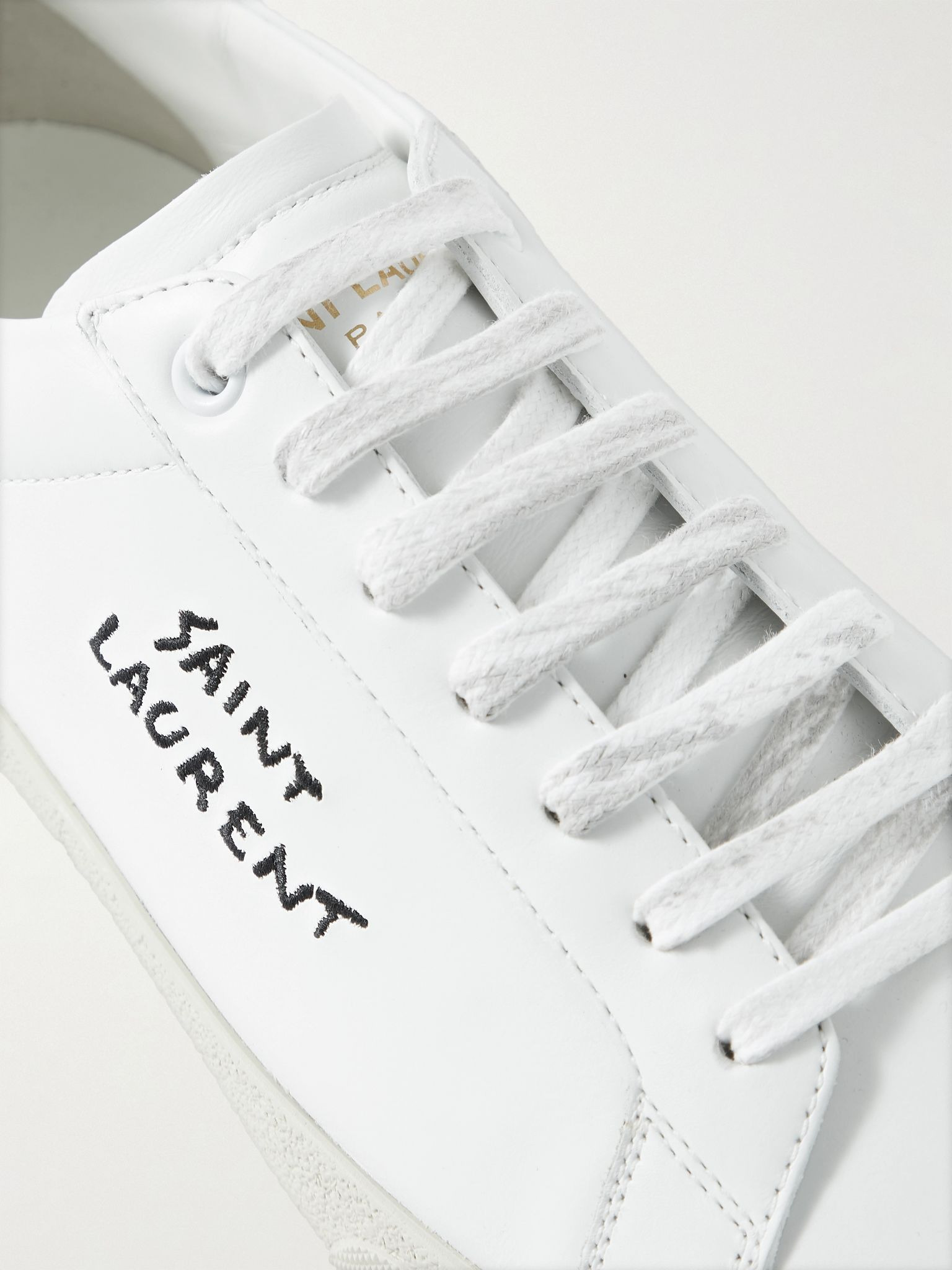 SL/06 Court Classic Logo-Embroidered Leather Sneakers White - 5