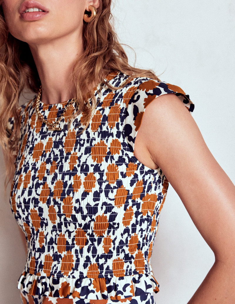 Carolina Smocked Midi Dress-Cognanc, Floweret Vine 3