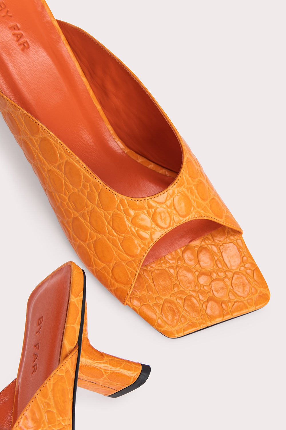 Huston Orange Circular Croco Embossed Leather - 5