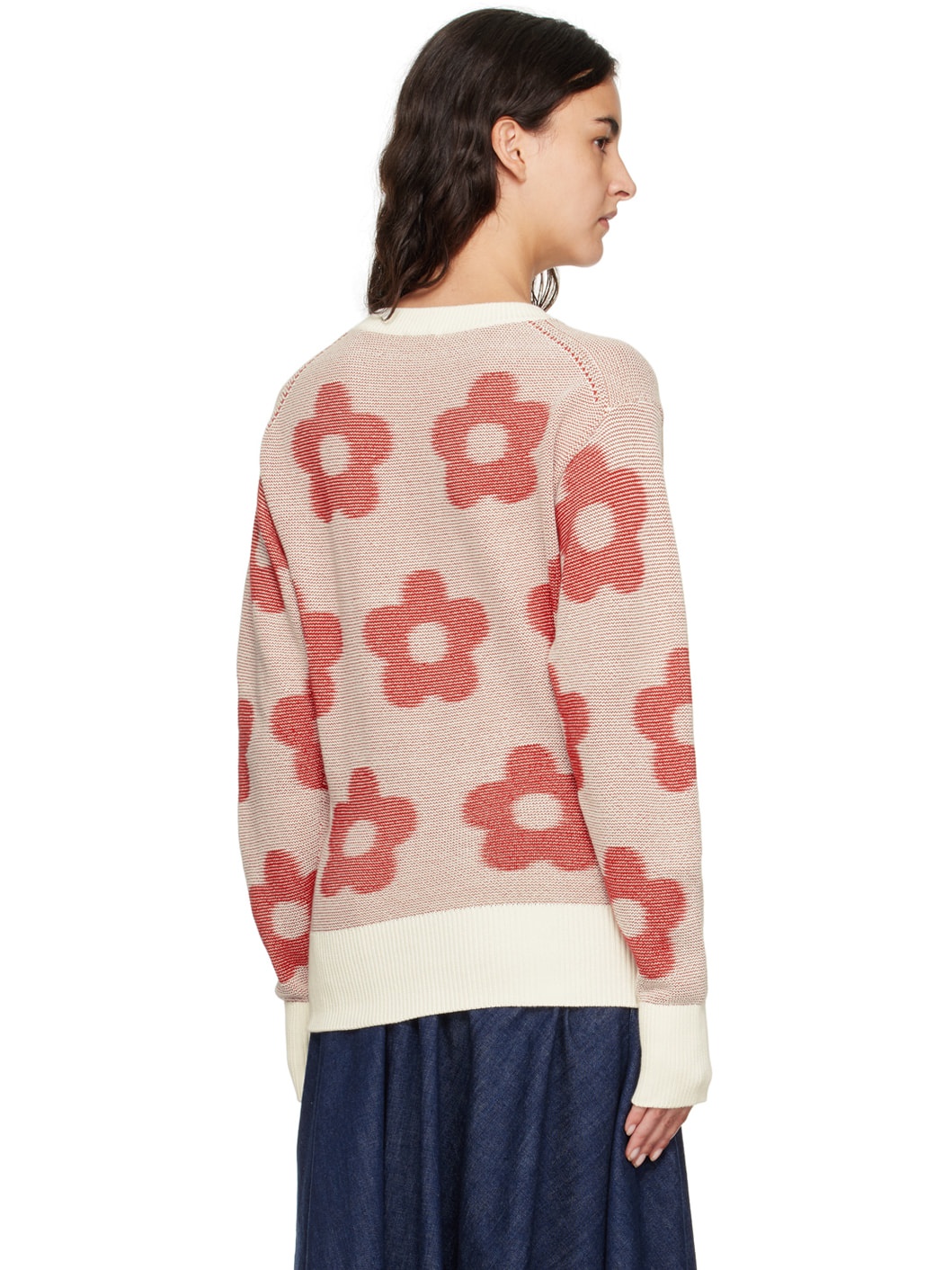 Red & White Kenzo Paris Flower Spot Sweater - 3