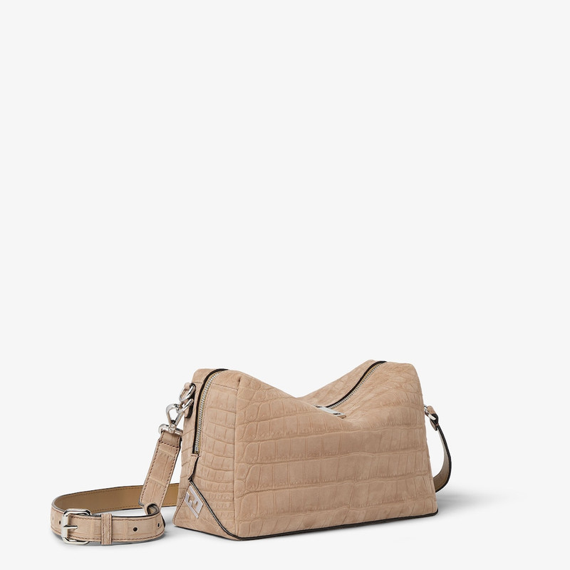 Fendi Lui Medium Camel-color nubuck crocodile leather bag 1