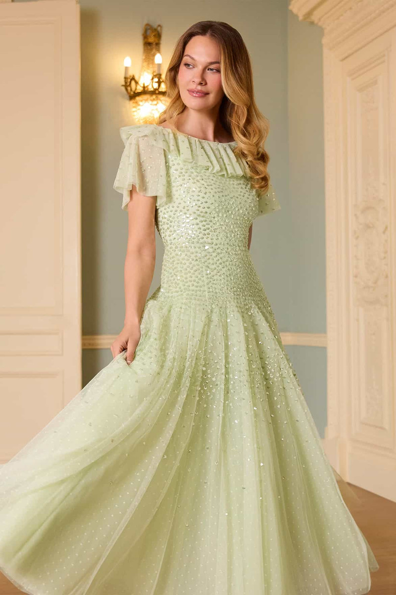 Needle & Thread Sunrise Sequin Short Sleeve Ankle Gown outlook