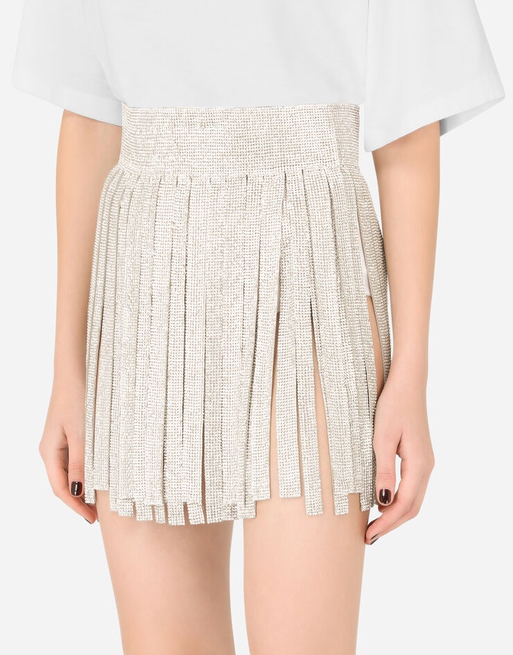 Crystal mesh miniskirt with fringing - 4