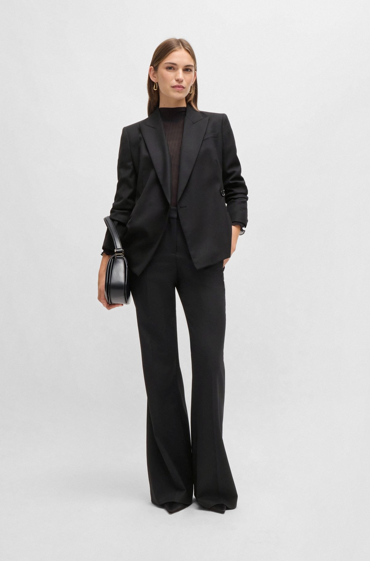 REGULAR-FIT FLARED TROUSERS IN WOOL TWILL - 3