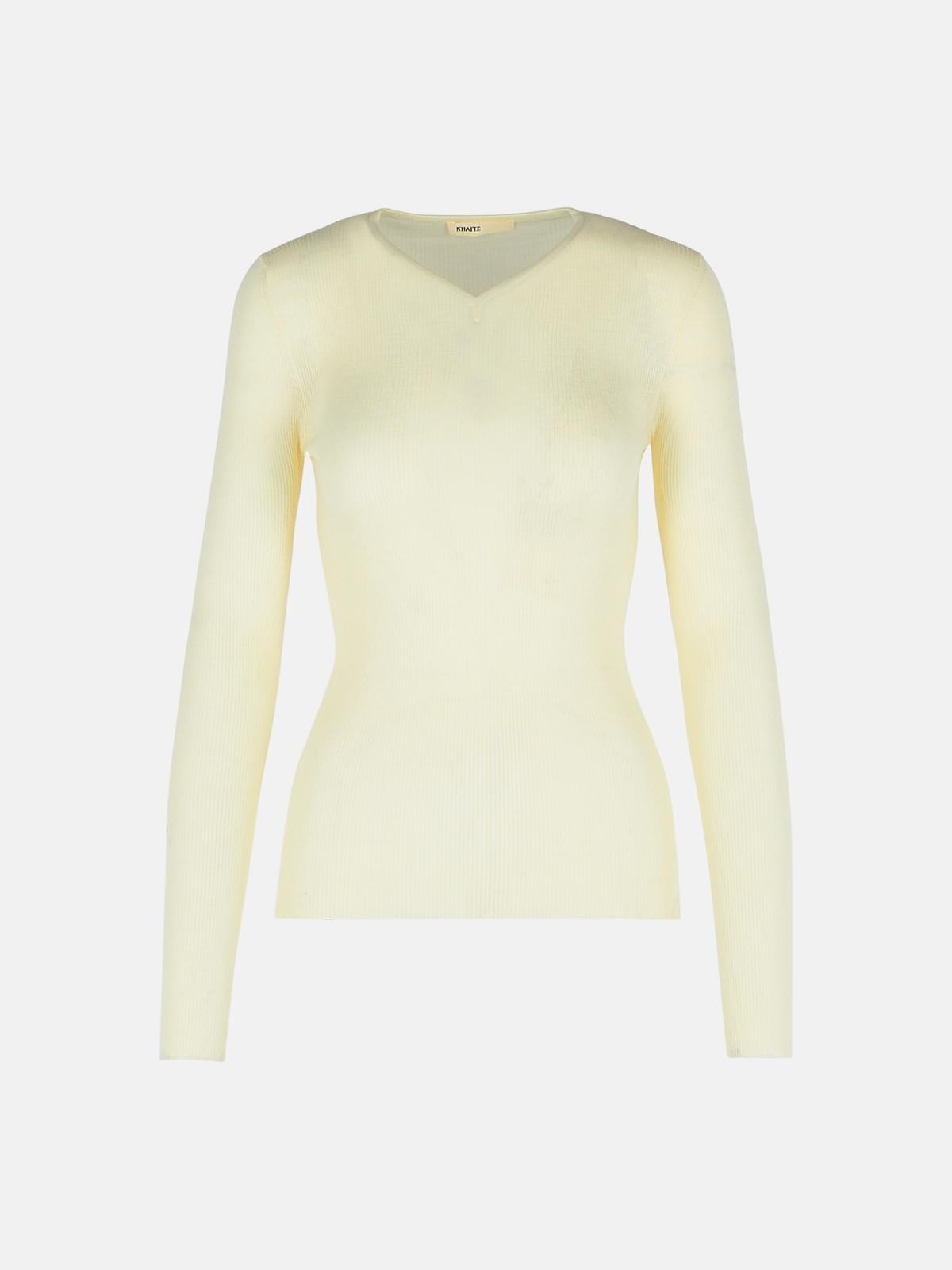 'TANIA' IVORY WOOL SWEATER - 1