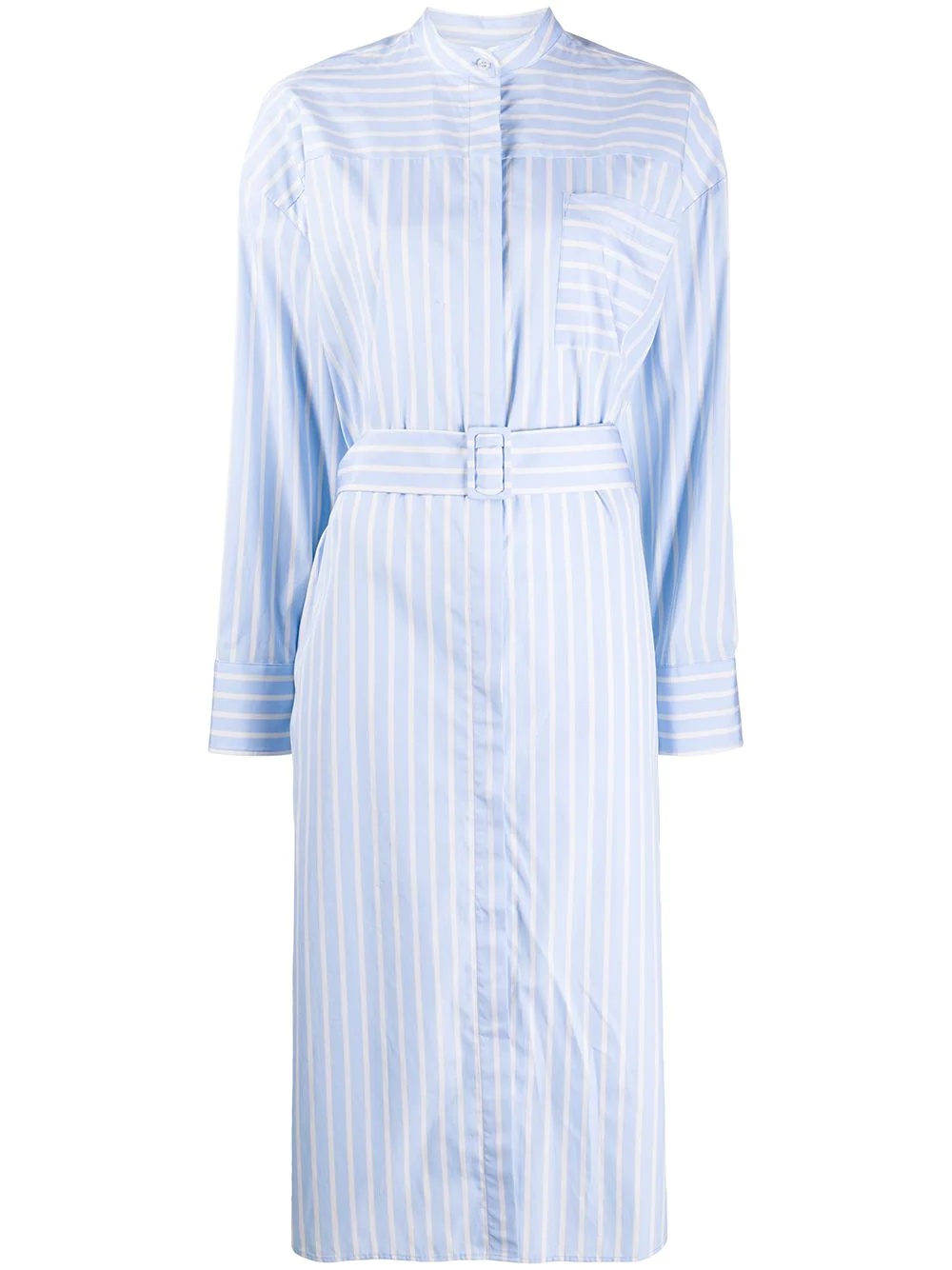 contrast stripe cotton shirt dress - 1