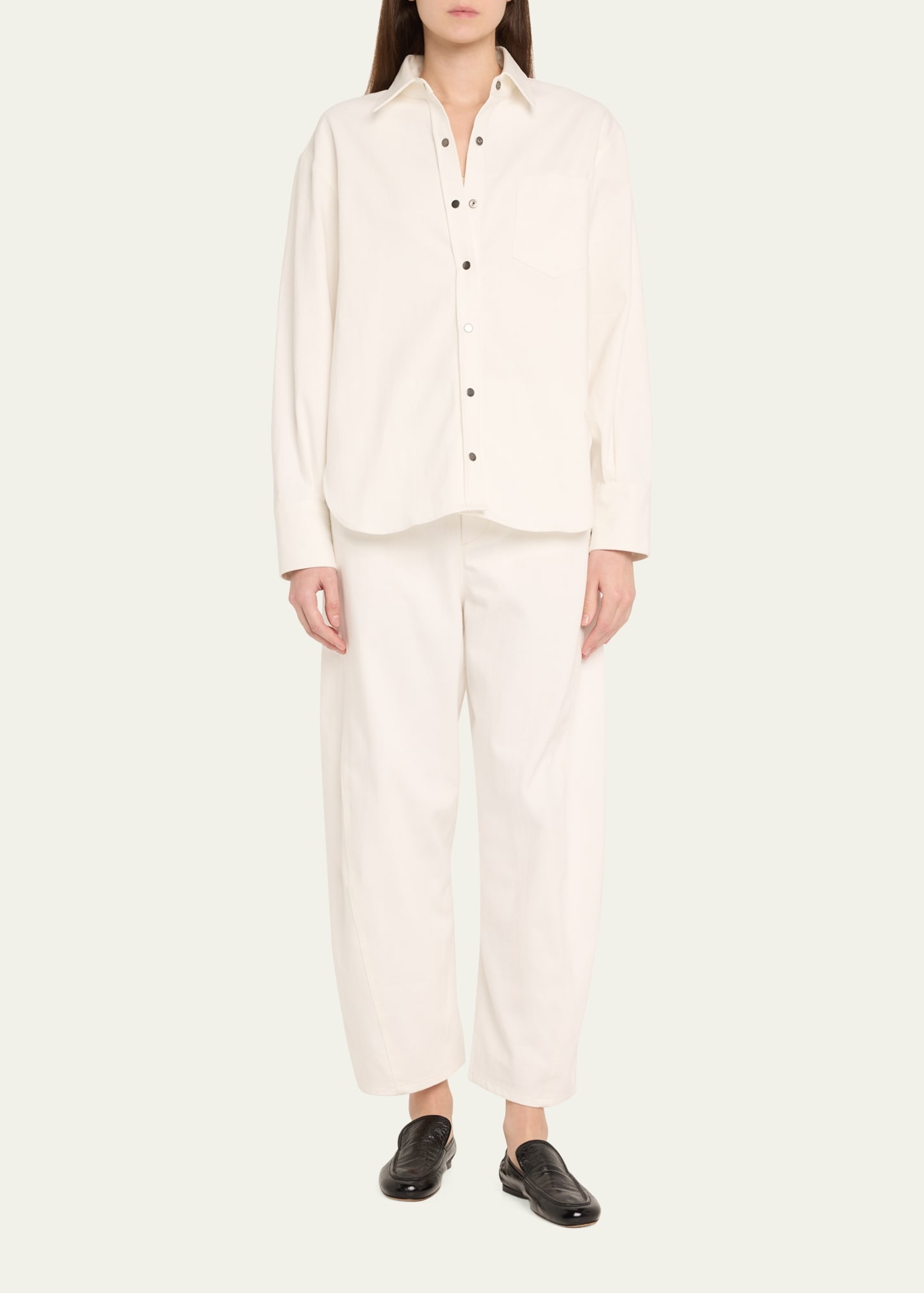 Mid-Rise Barrel-Leg Crop Jeans - 2