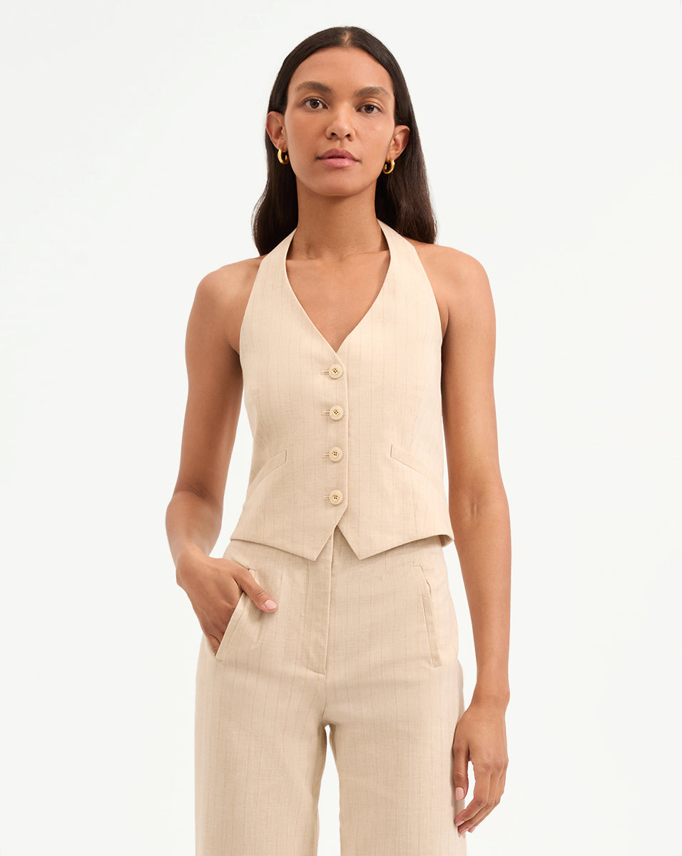 ARABELLA METALLIC PINSTRIPE VEST - 2