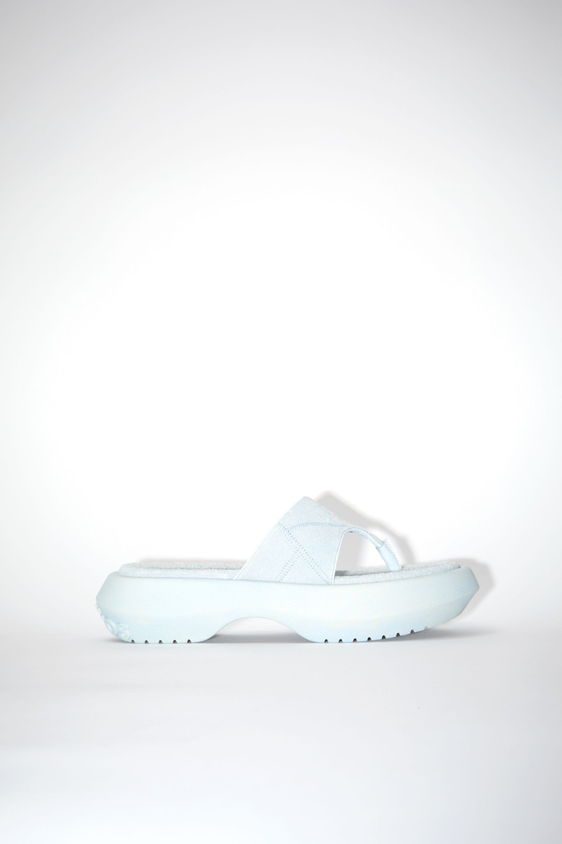 Reversed leather sandals - Blue/beige 1