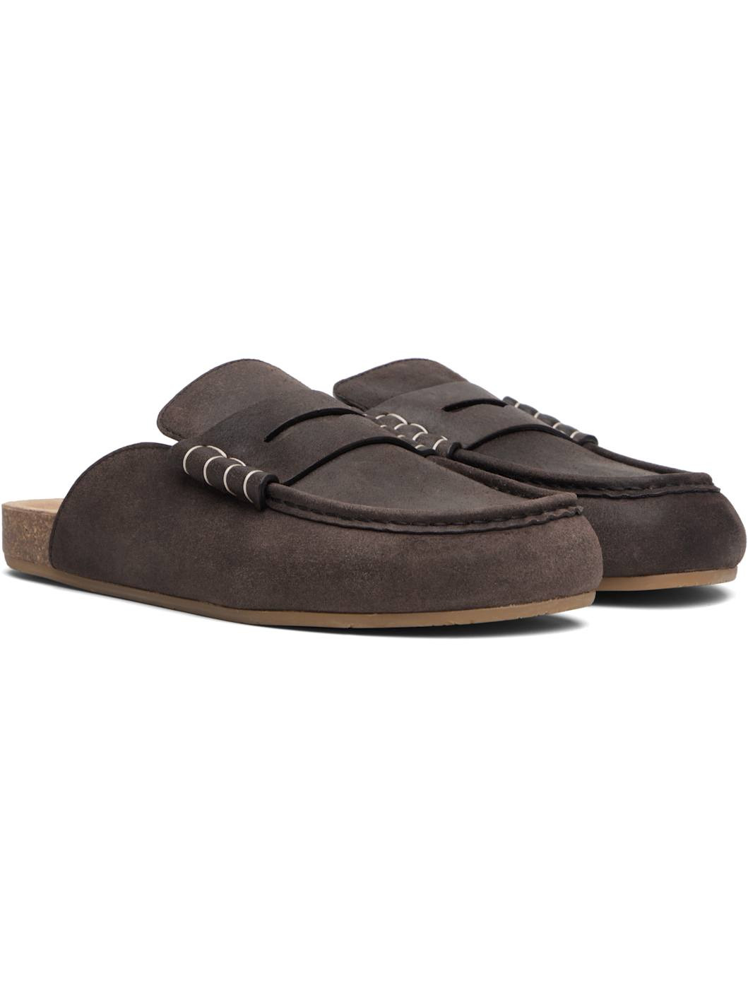 Brown Stitch Loafers - 4