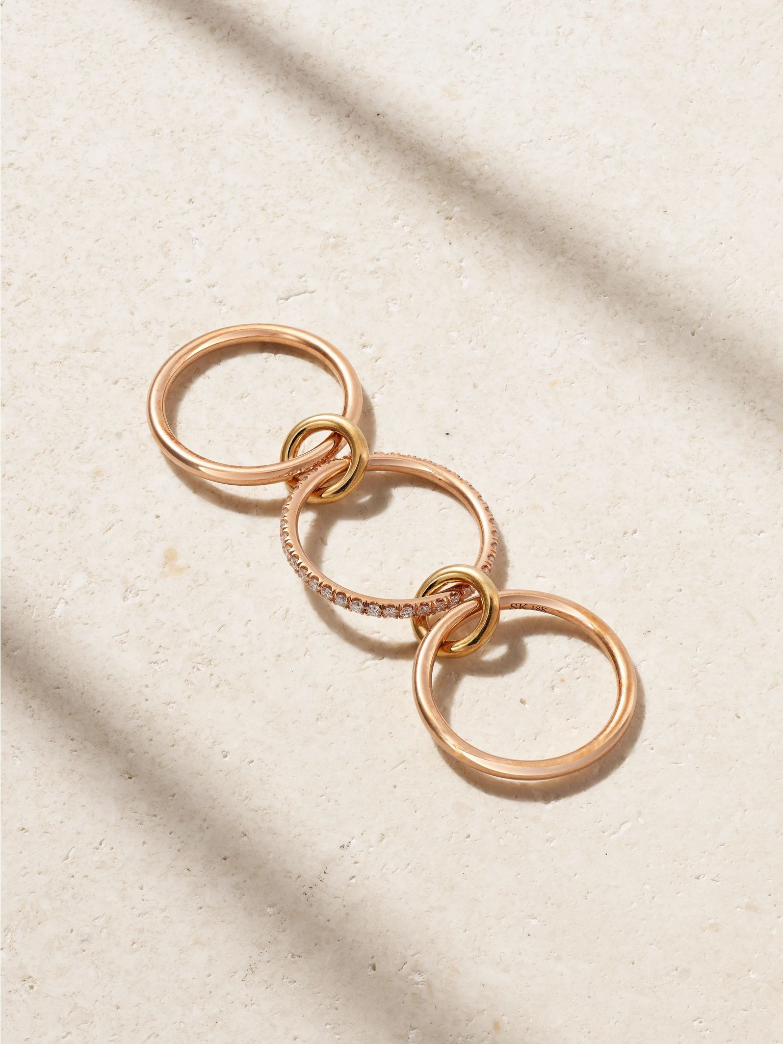 Sonny set of three 18-karat yellow and rose gold and diamond rings Gold - 3