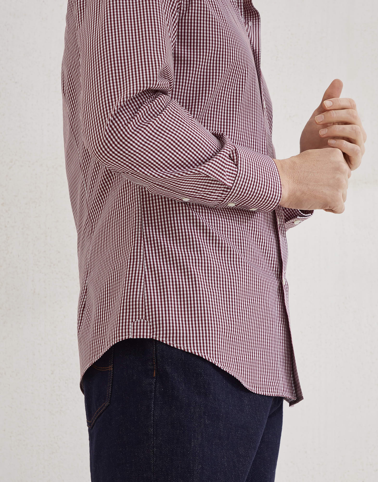 Checked cotton slim fit shirt with spread collar - 3