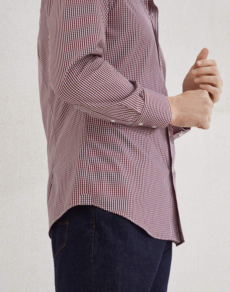 Checked cotton slim fit shirt with spread collar 3