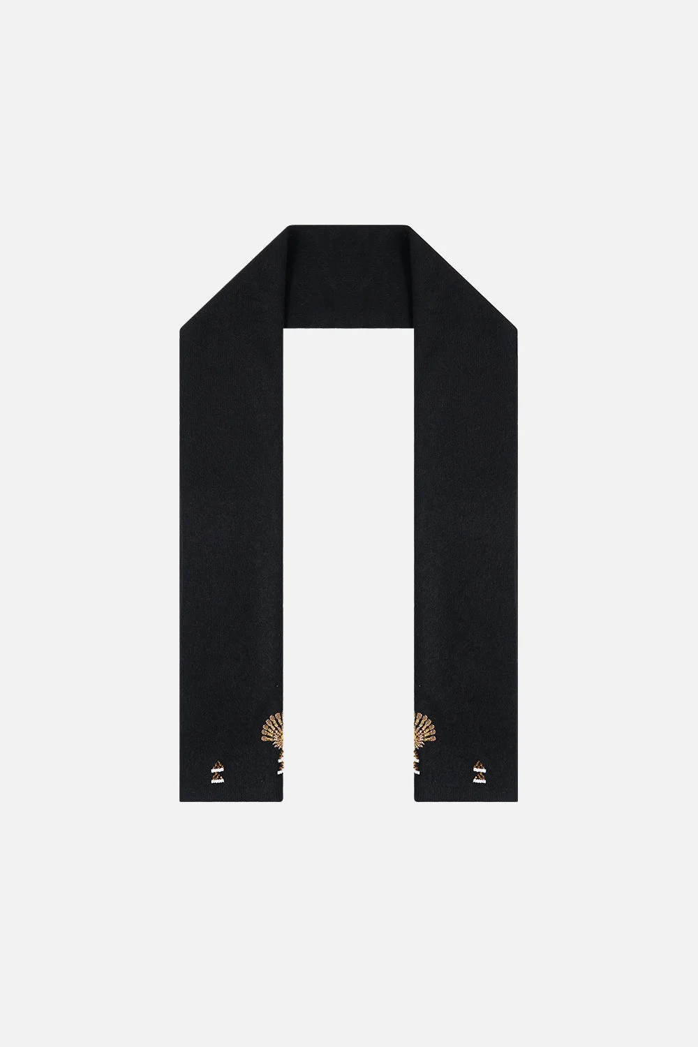 EMBELLISHED SCARF SOLID BLACK - 1