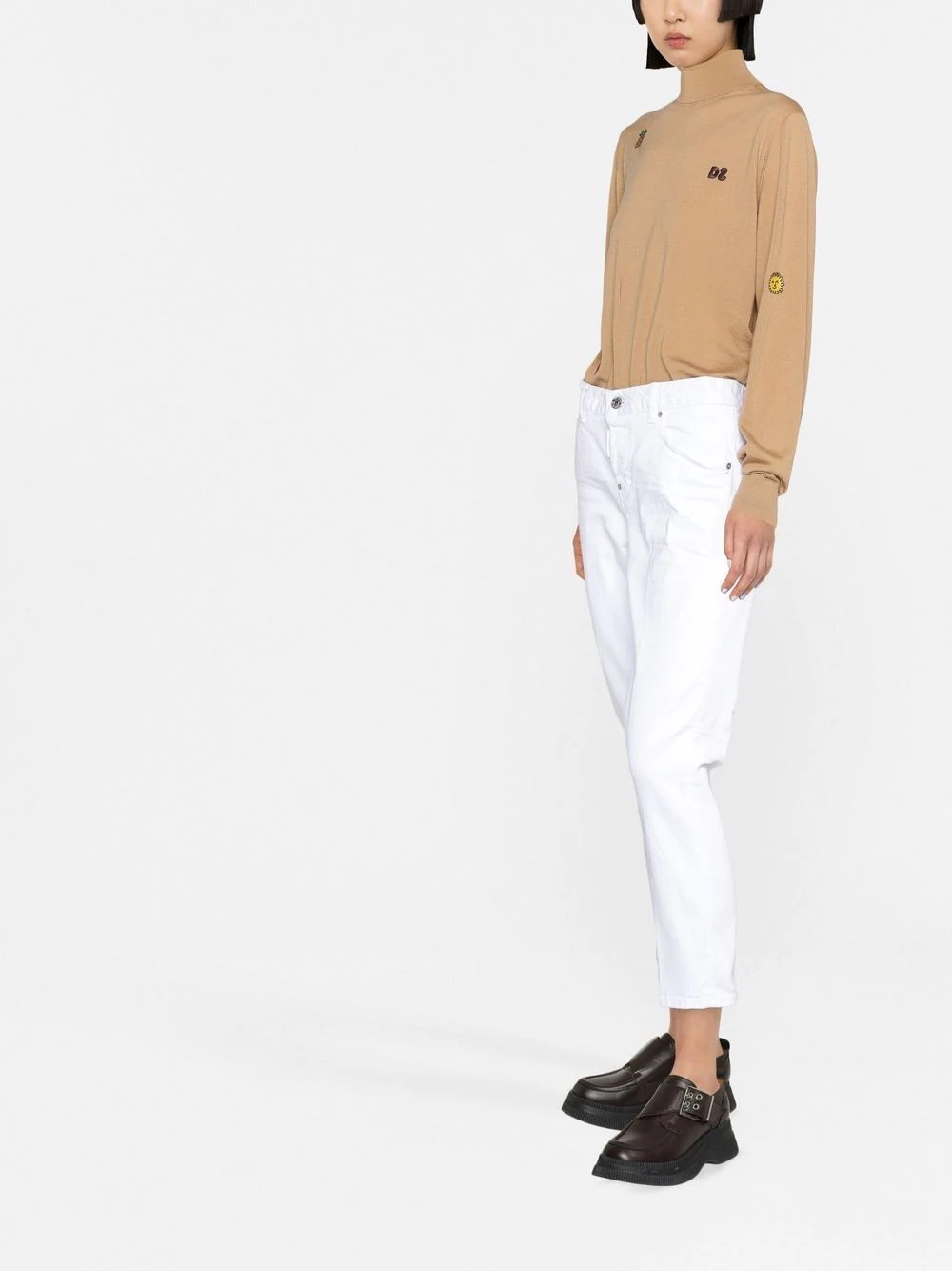 logo-embroidered roll-neck jumper - 3