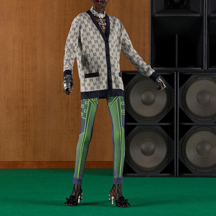 (WMNS) Gucci GG cotton jacquard cardigan 'Ivory Blue' 692727-XKB54-9071 - 2