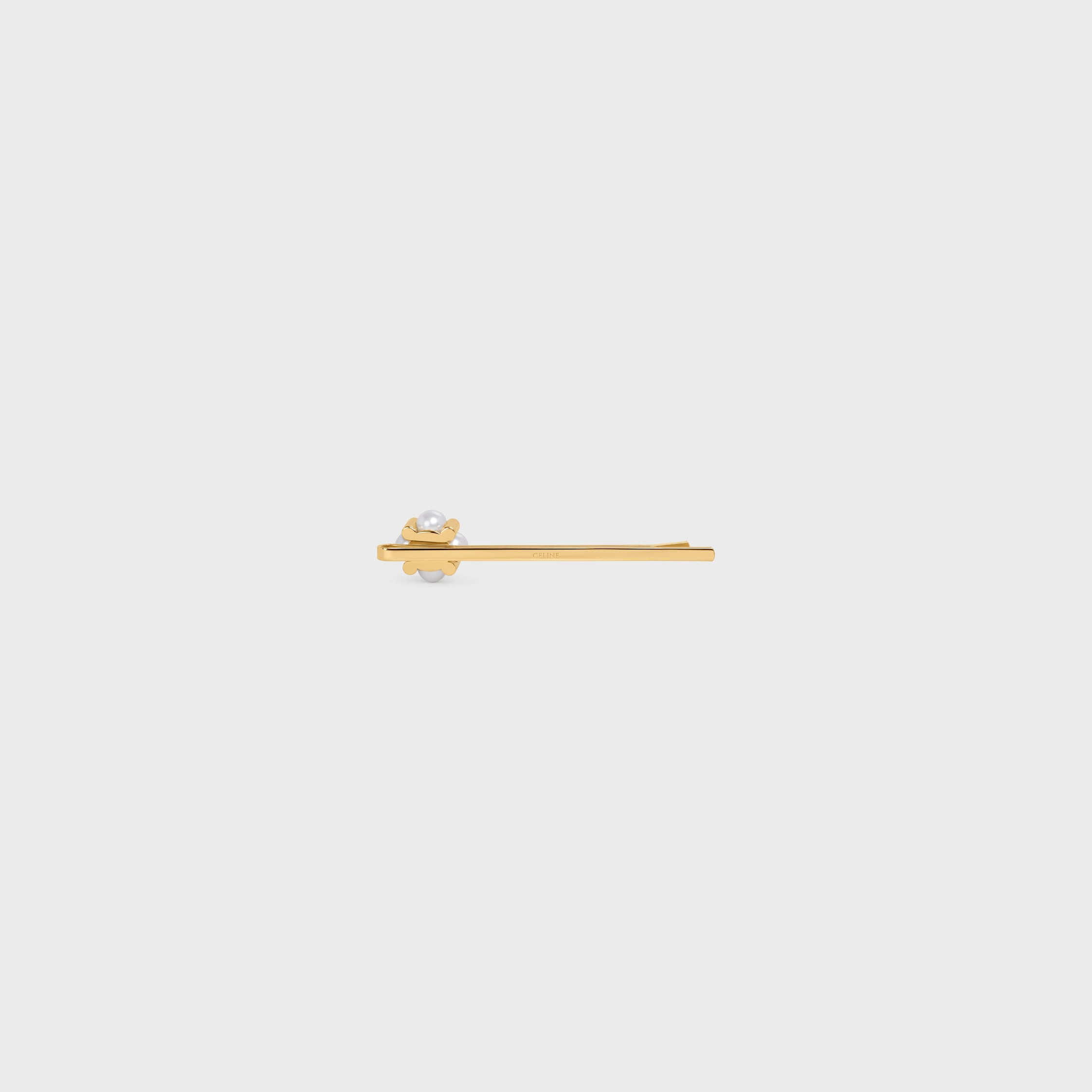 Celine Hair Slide in Brass with Gold finish and Resin Pearls - 3