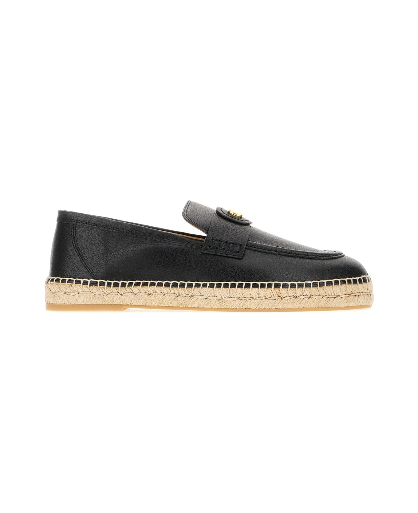Black Leather Espadrilles - 1