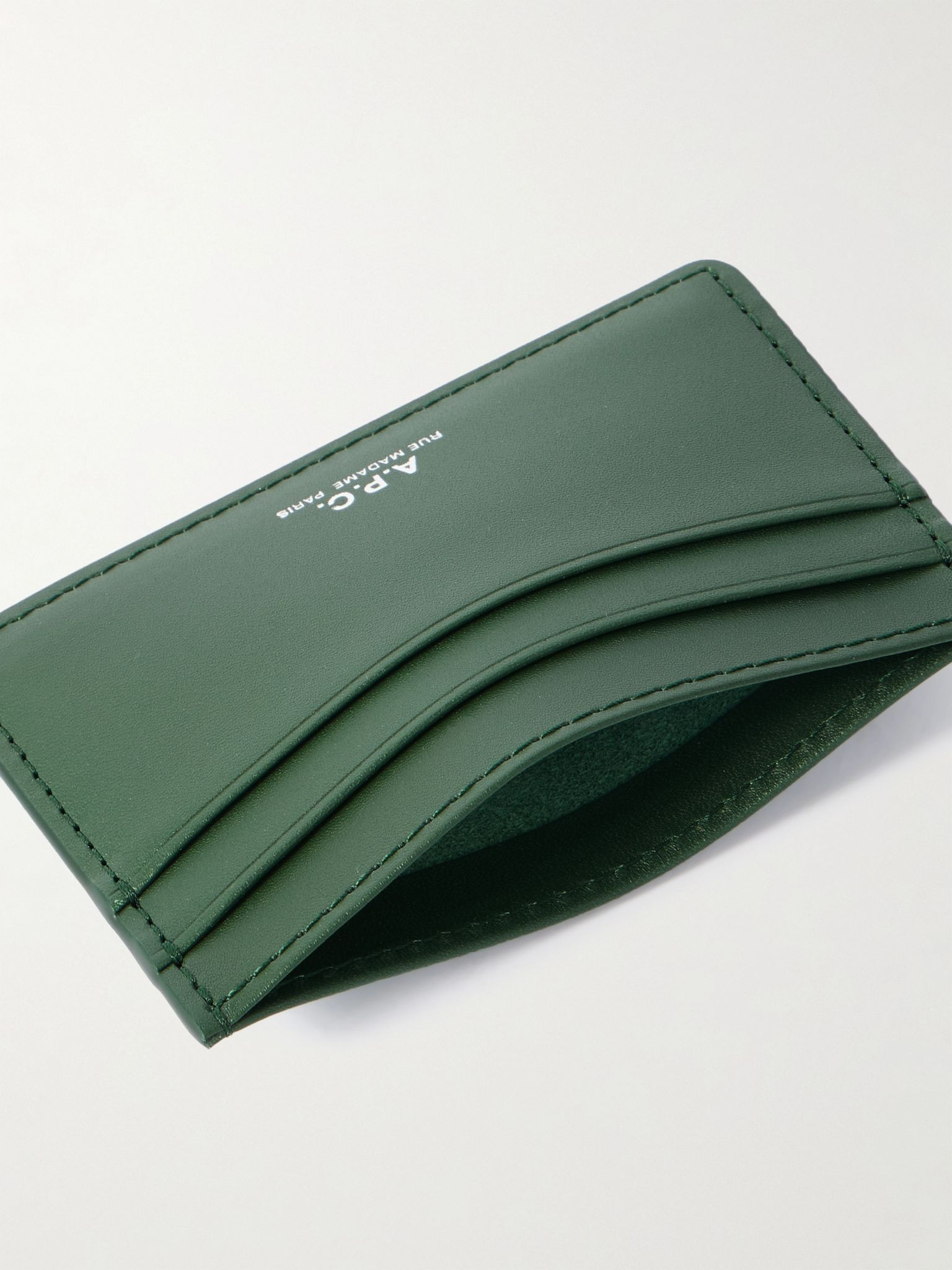 Andre Logo-Print Leather Cardholder Green - 4