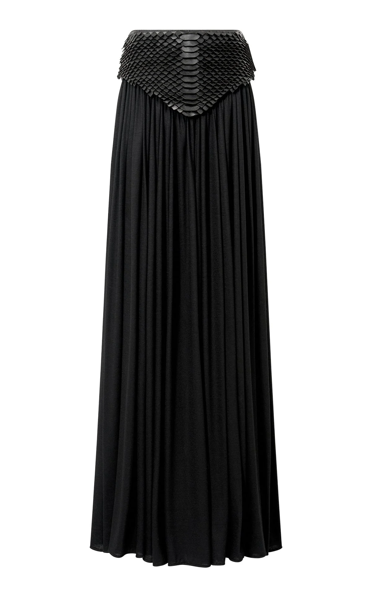 Selah Maxi Skirt in Black Leather Snake Scales - 1