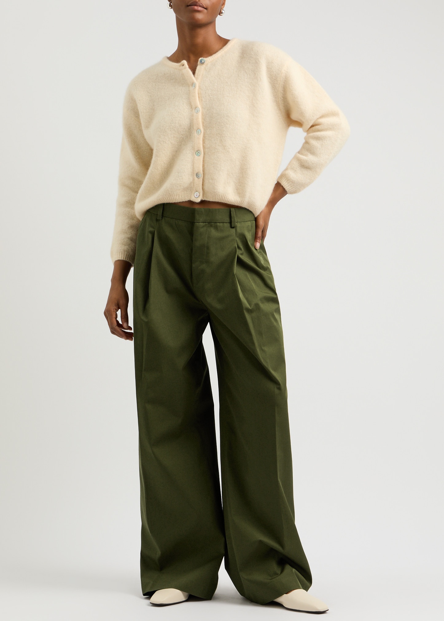 Wide-leg cotton trousers - 4