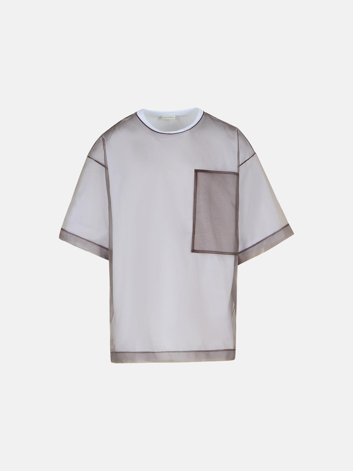 【送料&関税込】Dries Van Noten heaton White Cotton Blend T- Dries Van Noten 'HEATON' WHITE COTTON BLEND T-SHIRT